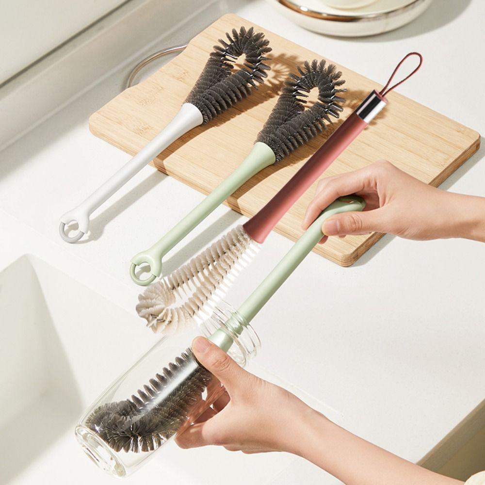 Multi-functional Glass Cup Washing Brush Hanging Wine Brush Milk Bottle Brush  Vacuum Flask