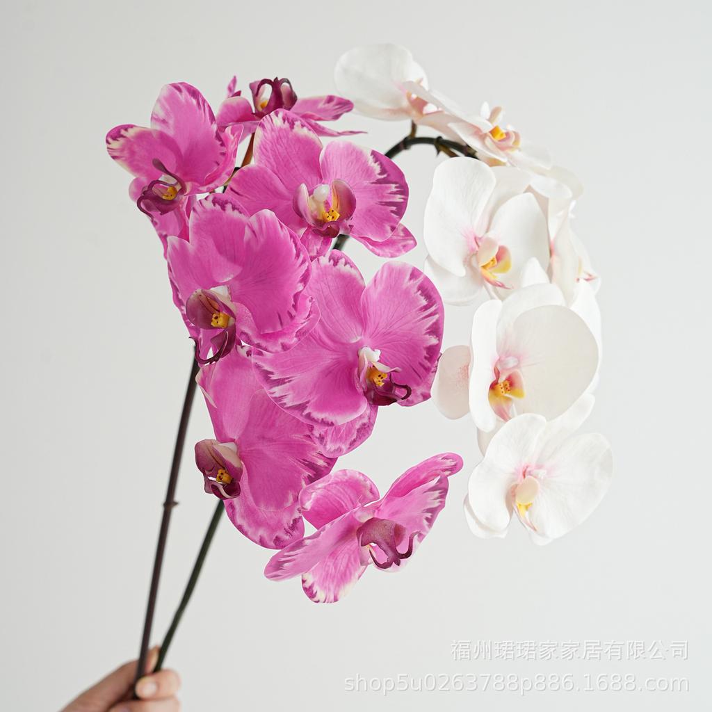 High Quality Luxury Flowers Latex 8 Heads Butterfly Orchids Artificial Real Touch Phalaenopsis Orchid Wedding Decor