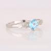 925 Sterling Silver Swiss Blue Topaz Heart Ring Diamond Accent Rhodium Plated Women Jewelry Size 8.75