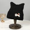 Embroidered Cat Cat's Ears Knitted Hat Soft Woolen Hat Sweet Warm Cap  Outdoor