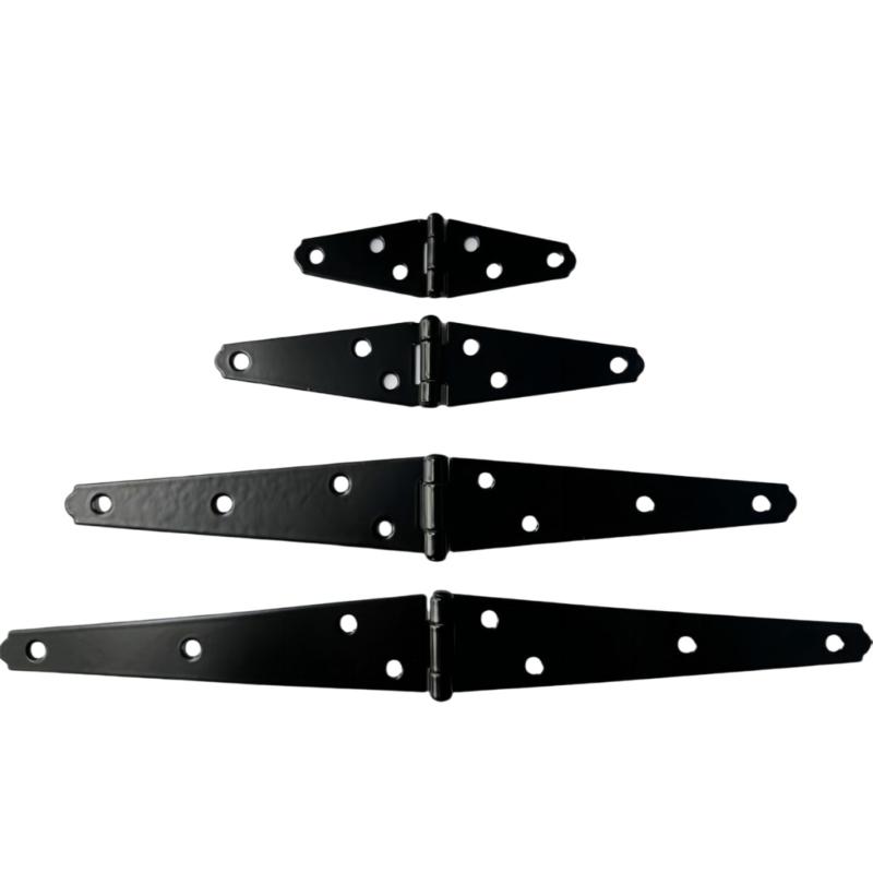 Iron Decorative Strap Hinge Black Shed Door Gate Hinges with Screws Heavy Duty Door Hinges for Outdoor Gates Fence