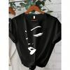 Wounisex's High-Quality Face Print Crew Neck T-Shirt Short Sleeve Casual Top With Artistic Design For Summer  Y2k Top