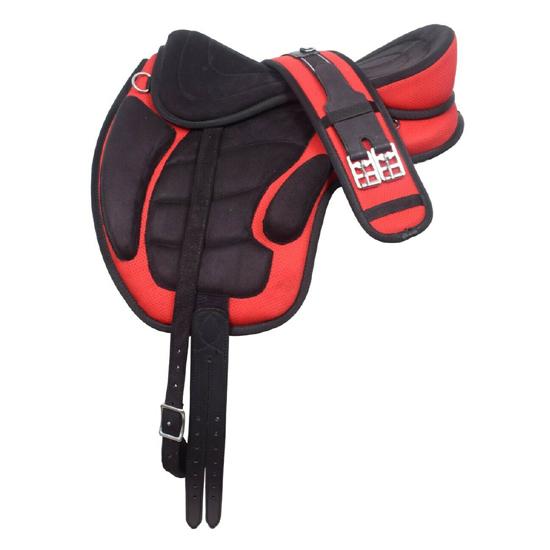 Синтетическое универсальное безленчиковое седло Freemax Седло для лошади Седло для английской езды Черное седло Доступны все размеры 12 Inch красный