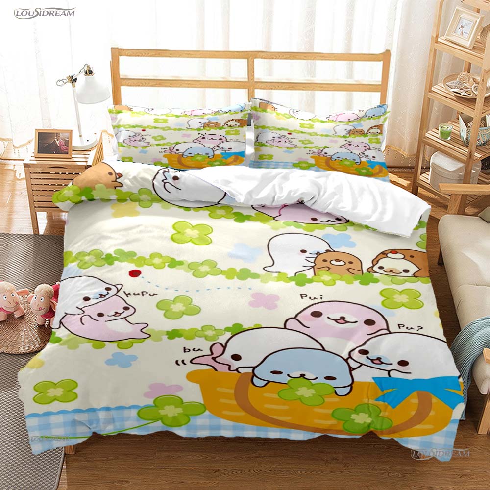 Cute Cartoon M-MAMEGOMA All Season Duvet Cover Kawaii Bedding Set Soft Quilt Cover and Pillowcases Teen Single/Double/Queen/King