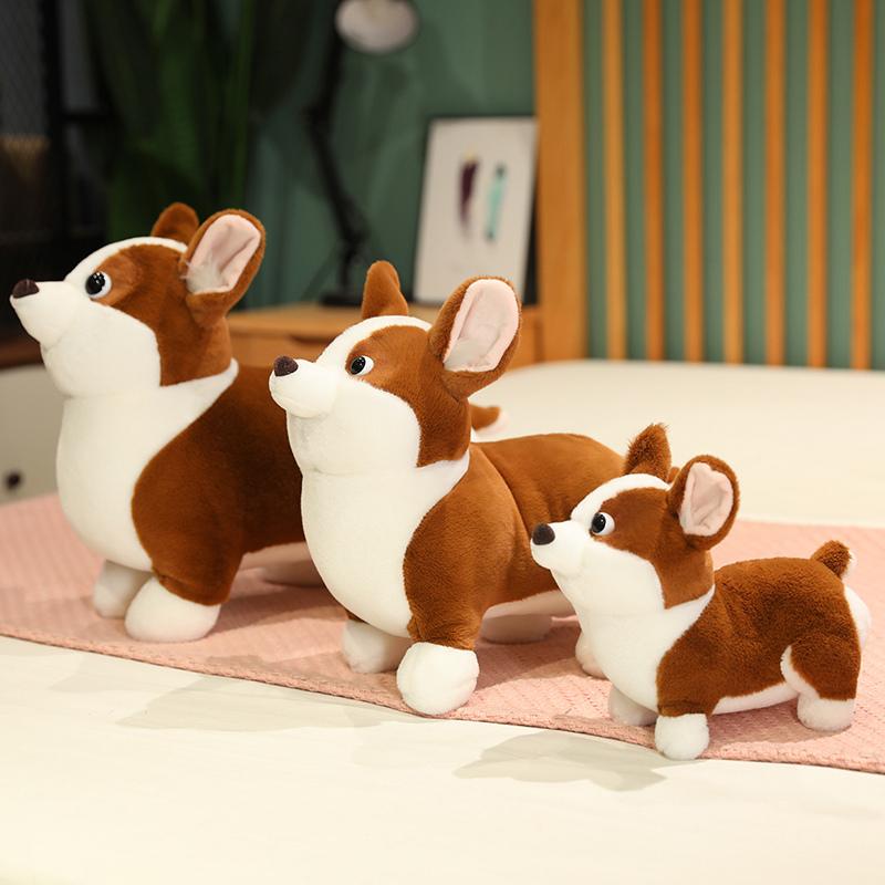 Cute Simulation Dog Stuffed Animal Brown Short Legs Corgi Stuffed Animal Decoration Home for Children's Christmas Gifts