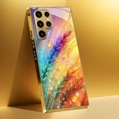 Husă nouă placată cu aur pentru telefon pentru Samsung Galaxy S26 Ultra S25 Plus S24 S23 S22 fe sticlă securizată Modele artistice cu textură