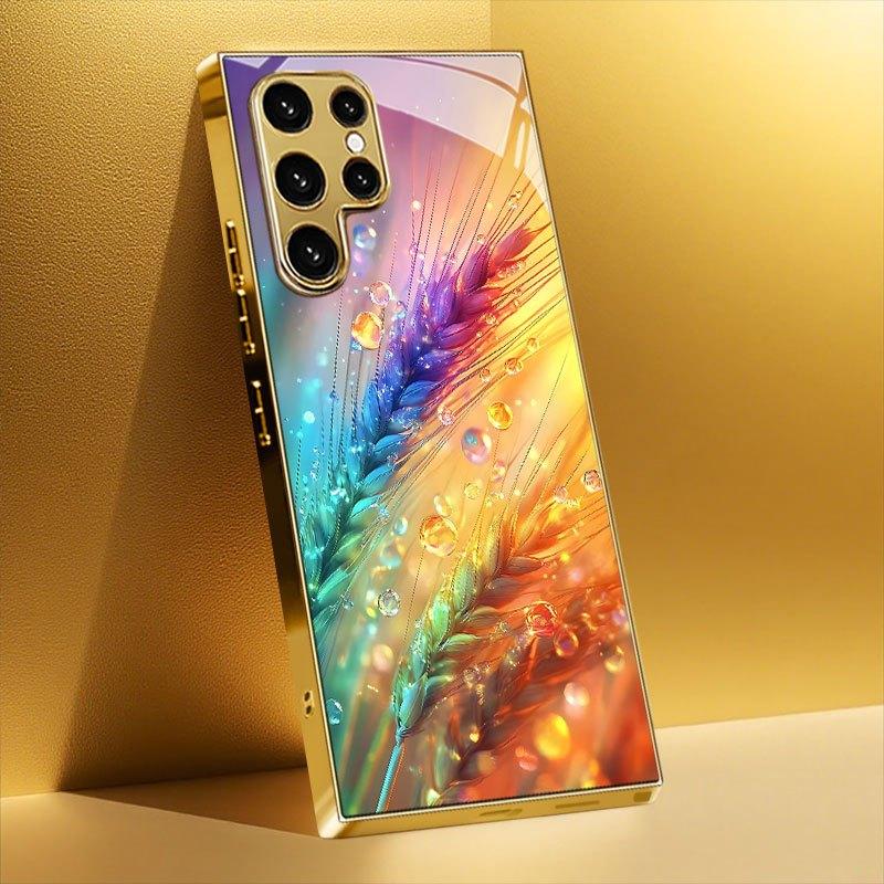 Galvanisierte goldene neue Handyhülle für Samsung Galaxy S26 Ultra S25 Plus S24 S23 S22 fe gehärtetes Glas Künstlerische Texturmuster