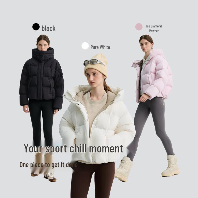 BINJORA Women's Short Hooded 95% White Duck Down Puffer Jacket J5400DR31