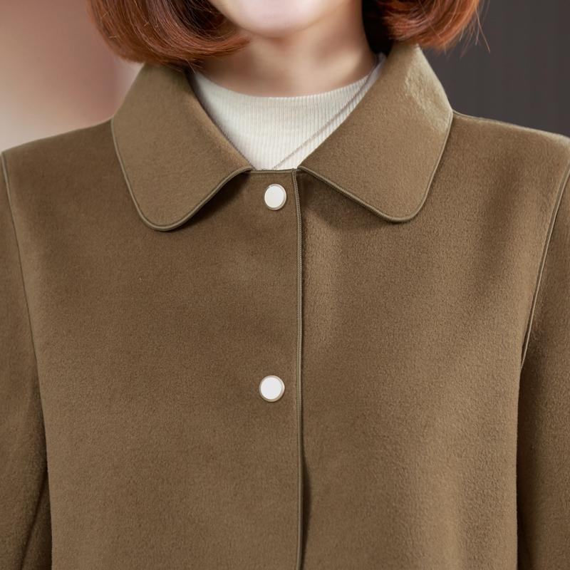 Middle Age Women's Wool & Blends Coats Plus Size Autumn Elegant Loose Outerwears Lady Jackets