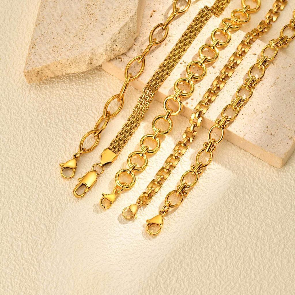 316L Roestvrij Staal Armband, 18K Verguld Ketting Armband Bangle, Waterdicht Dames Sieraden Cadeau Voor Feest