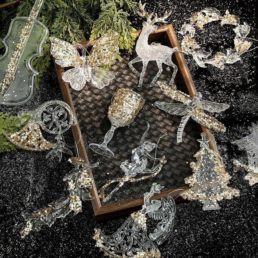 Gör-det-själv Julgransprydnader Snöflinga Kristall Hängande Ny Jul Kristallhängen Jul