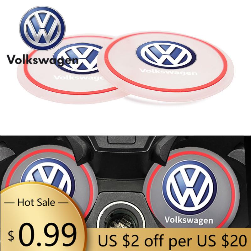 For VOLKSWAGEN VW 2pcs Car Water Cup Pad Bottle Holder Non-slip Mat For Volkswagen Golf Tiguan Jetta Transporter Passat T5 Polo 