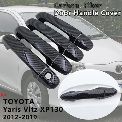 Carbon Fiber Door Handle Cover Catch Trim Car Accessories for Toyota Yaris Vitz XP130 2012 2013 2014 2015 2016 2017 2018