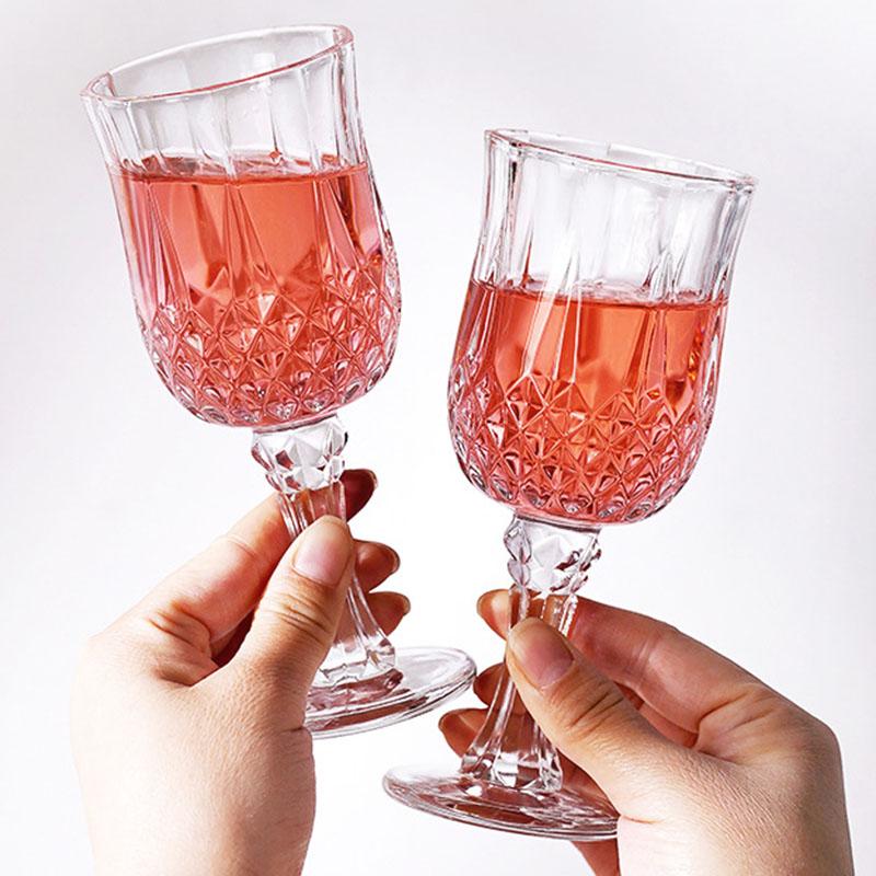 160ml 3pcs Set Diamond Carved Red Wine Glass Luxury Premium Champagne Cognac Cocktail Cups Transparent High Footed Wine Glass