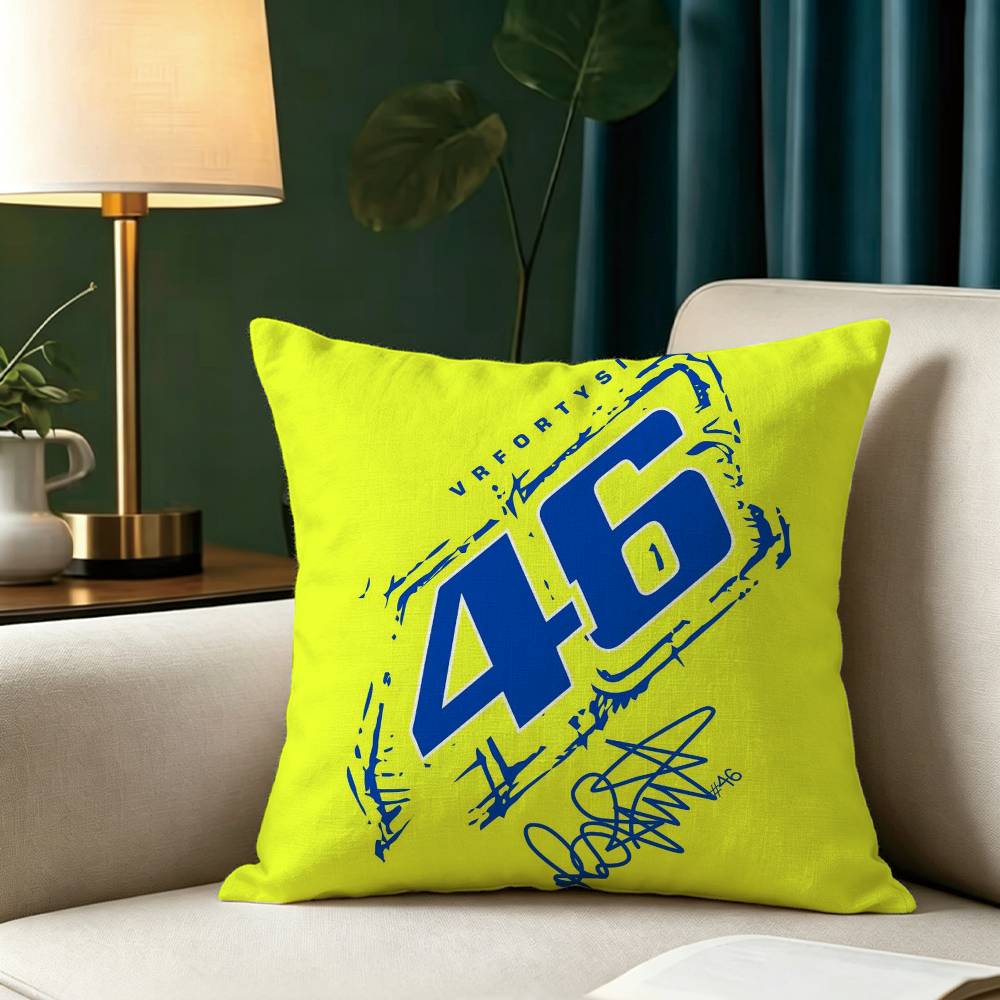 V-Valentino R-Rossi Moto 46 Square Double-Sided printed Pillow Case Bedroom Bedside Pillow Sofa Cushion Cover