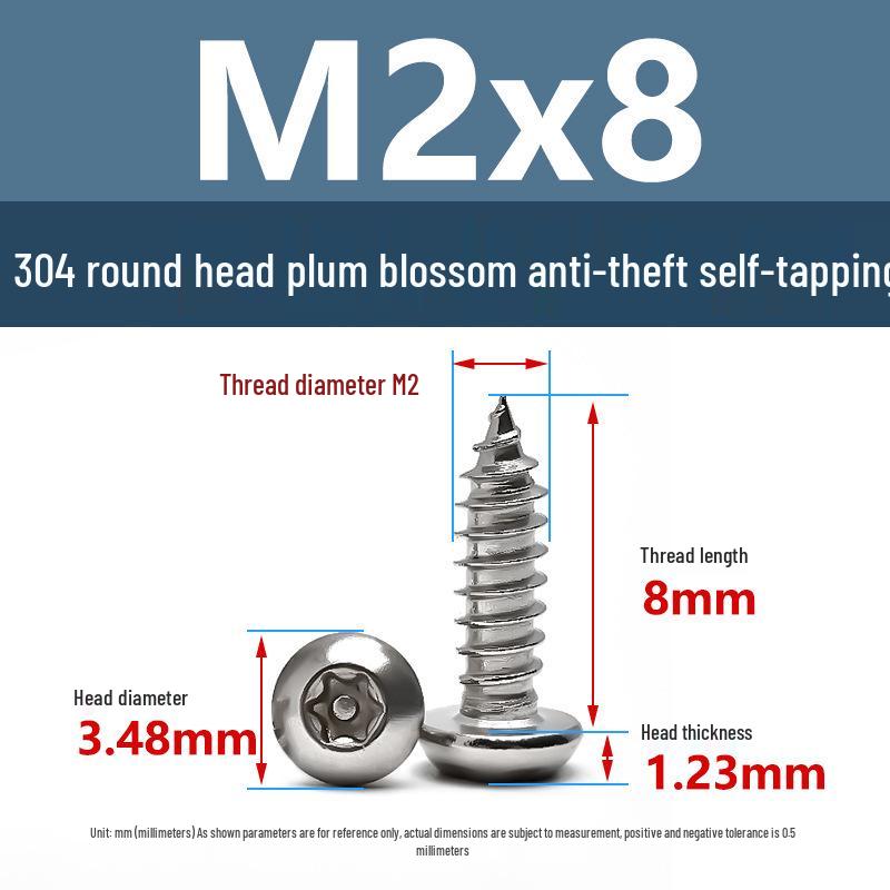 Yigu 304 Anti-Theft Torx Pin Self-Tapping Screws: M2-M5 Round Head, Mushroom Head, Pointed Tail Wood Screws