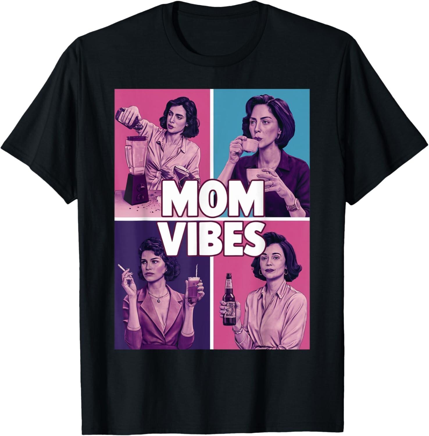Retro Mom 90’s Vibes Vintage Mother s Day T-Shirt M