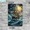 Vintage Nautical Metal Wall Art, Old Sailing Ship Pirate Decor, Home Wall Decor