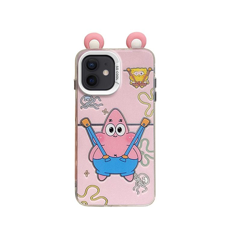 KEYSION Cute Ear Cartoon Case for iPhone 11 with Lanyard Soft Silicone+PC Shockproof Phone Back Cover for iPhone 11