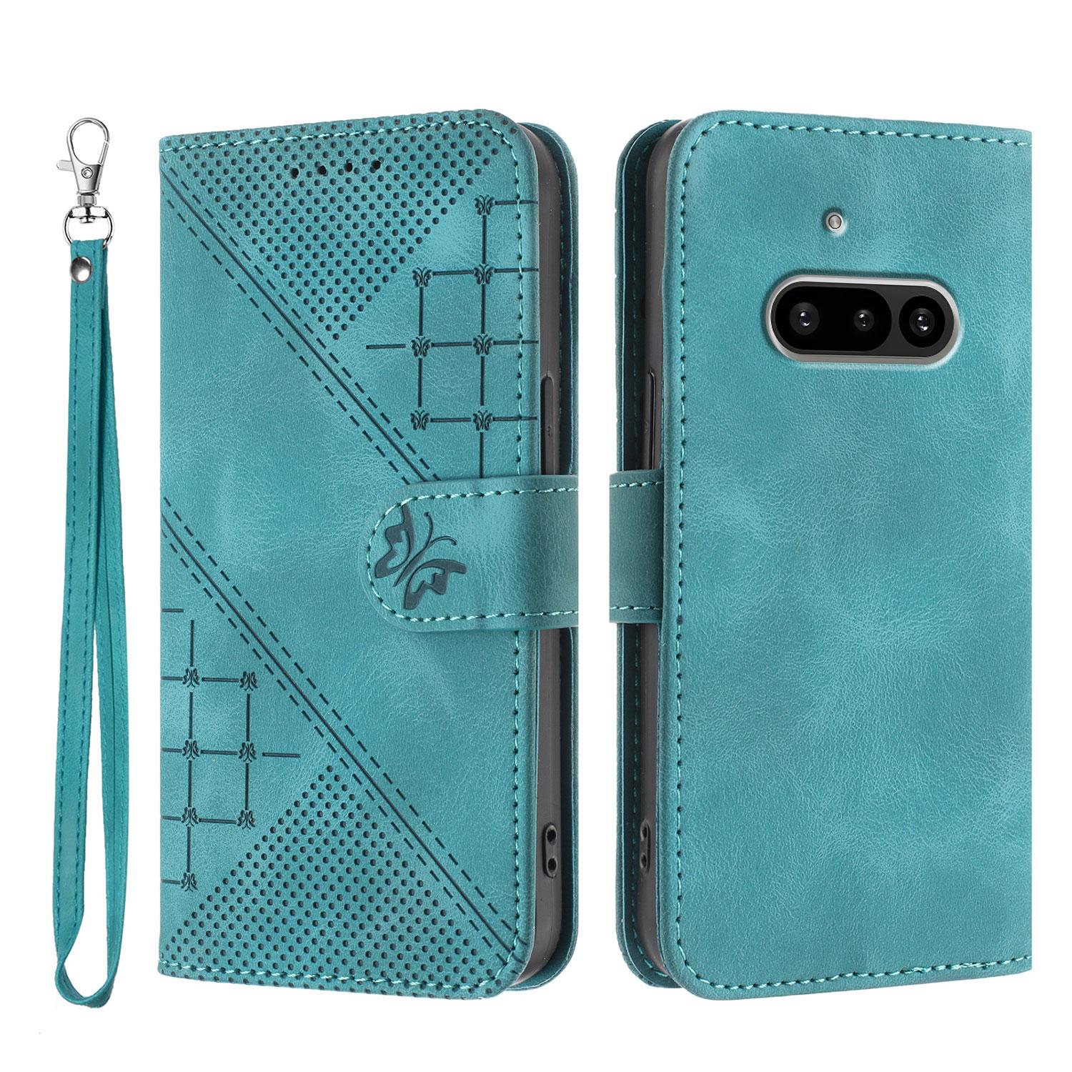 

Ні за що Телефон (3а) Шкіряний чохол-гаманець з тисненням метелика та квітки, чохол для телефону зі шнурком Light Blue