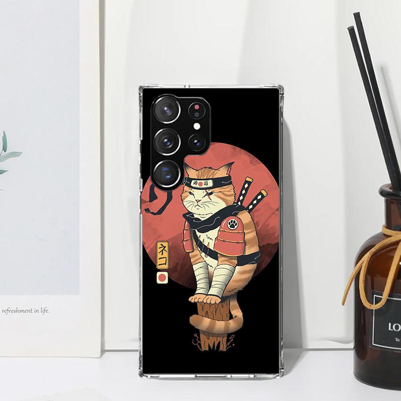 Ramen Sushi Samurai Tattoo Cat Phone Case For Samsung Galaxy S26 S25 Edge S24 FE S23 S22 Ultra S21 Plus S20 + Art Fundas Back Co