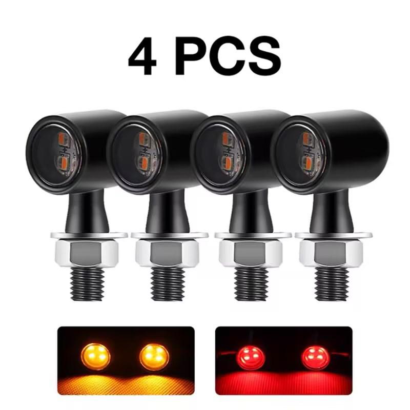 E24 Retro Mini Bullet Turn Signal Lights Blinker Indicator Lamp Integrated LED Tail Brake Daytime Running Light For Cafe Racer