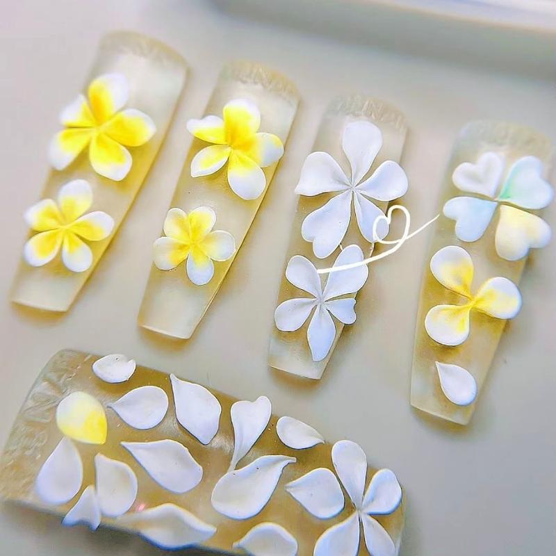 3D Silicone Flower Nail Art Carving Mold Acrylic Hibiscus Floral Five-Petal Blossom Diy Nail Art Decoration Transparent Template