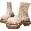 Martin boots female ins super fire thick sole lace mesh fairy wind summer cool boots hollow breathable small short boots