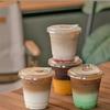 Disposable Transparent PET Cold Drink Cup with Lid Dessert Beverage Shop Takeaway Cup Suitable for Iced Coffee Frozen Yogurt Cheese, Milkshake Juice