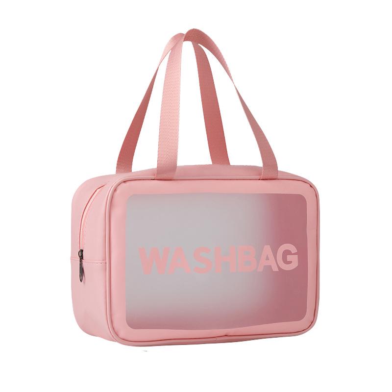 Waterproof PU Toiletry Bag - Portable, Large Capacity, Visible Storage for Cosmetics