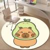 1PC Capybara Office Round Area Rug, Mat Suitable For Office, Under Office Chairs Bedroom Living Room Home Decor, Room Deco