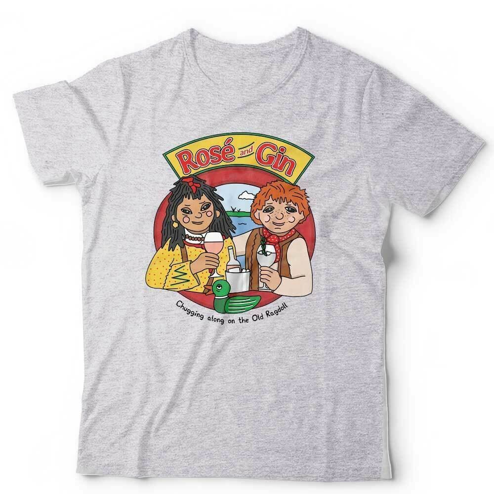 Rose And Gin Tshirt Unisex Funny 90s Cartoon Drinking Wine Parody Humour