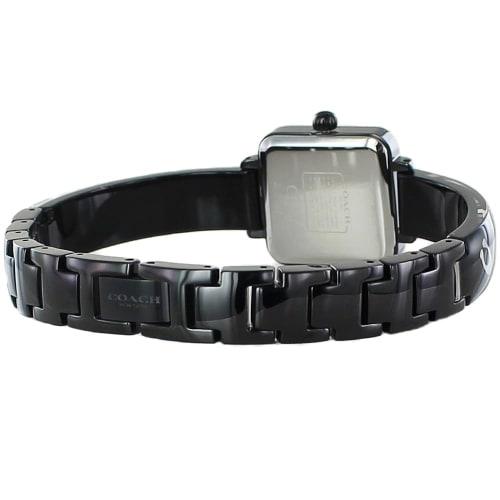 Coach Women's Square Watch with Shopper Case, Cassette Design, Leather Strap (Black)