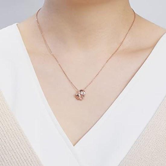 White Clover Pochacco Sanrio Characters Dancing Stone Necklace Pendant Open Heart Pink Gold Silver 925 Cubic Zirconia SAPOC-N005PG