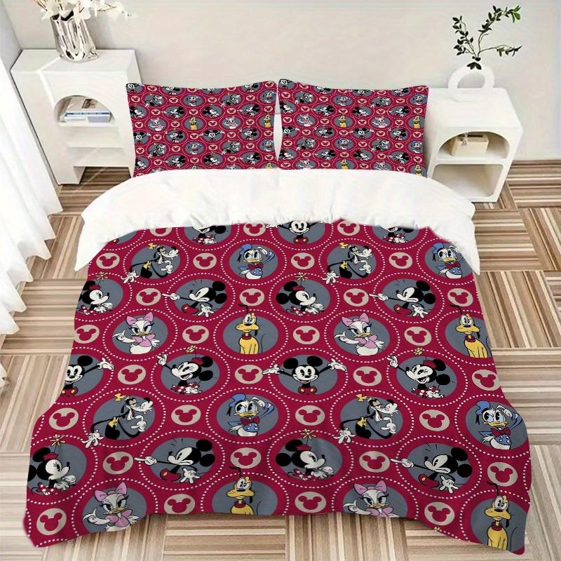 3pcs set Mickey Mouse, Minnie Mouse, Daisy Duck Bedding Set with Duvet Cover+Pillowcases, All-Season Polyester, Zipper Closure84