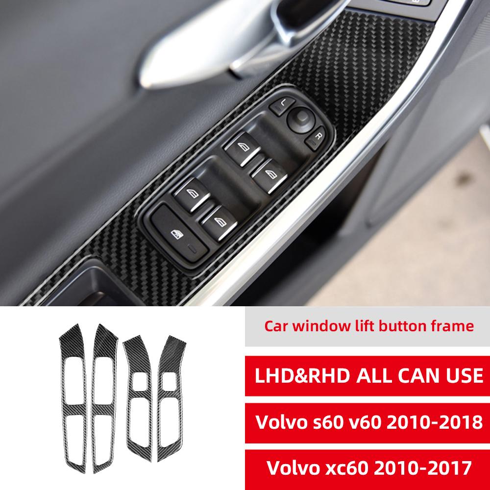 Carbon Fiber Style Window Switch Frame for Volvo S60 V60 2010-2018 XC60 2010-2017 One Size чёрный