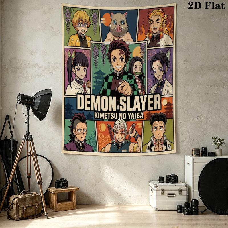 Клинок, рассекающий демонов Kimetsu No Yaiba Настенный гобелен Эстетичный настенный подвес Печатный тканевый плед Декоративные гобелены для спальни гостиной Домашний декор