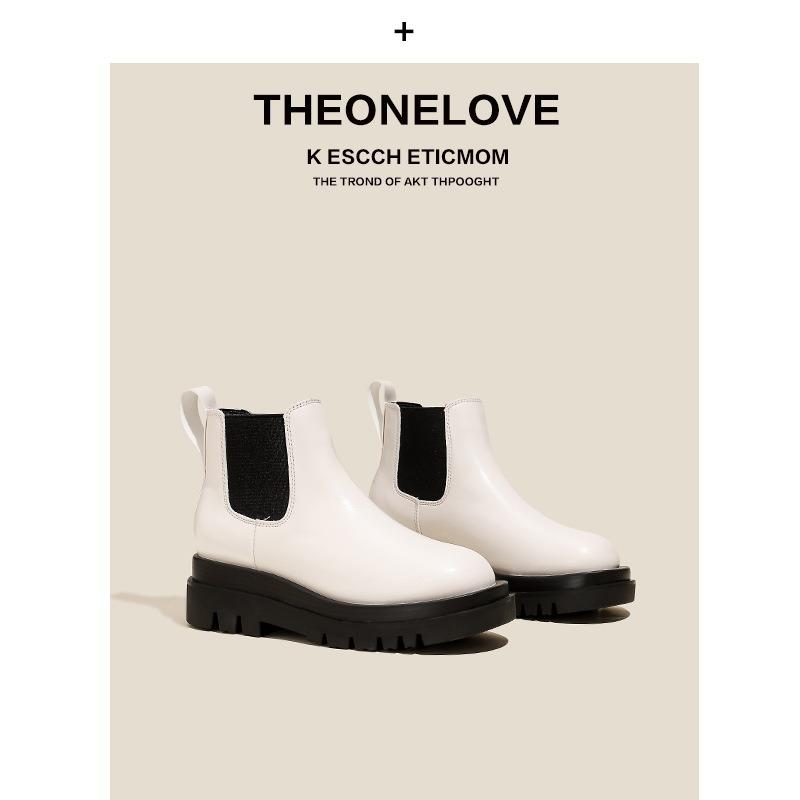 Fleece Brown Short Boots Women's Autumn and Winter New Martin Boots Thick-soled Round Head Chelsea Short Leather Boots Children