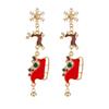 Rhinestone Christmas Earrings Dripping Oil Christmas Jewelry Sweet Xmas Drop Dangle Stud  Party