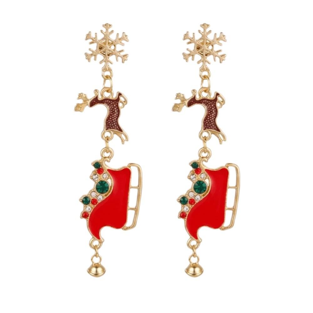 Rhinestone Christmas Earrings Dripping Oil Christmas Jewelry Sweet Xmas Drop Dangle Stud Party