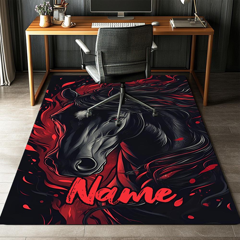 Custom Name Horse Printed Carpet,Rug for Office Chair Living Room Bedroom Kitchen Room Decor Gifts.