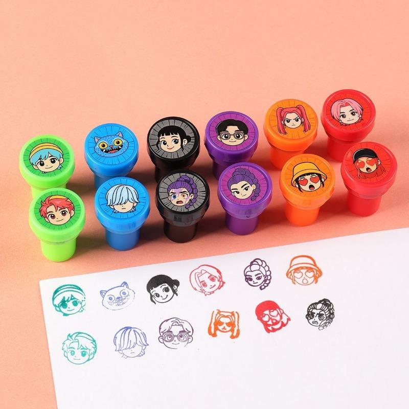 1SET Hot Hunting Group Witch Cartoon Print Mud Children's Creative Graffiti Stamp Toy Animation Same Seal Gift