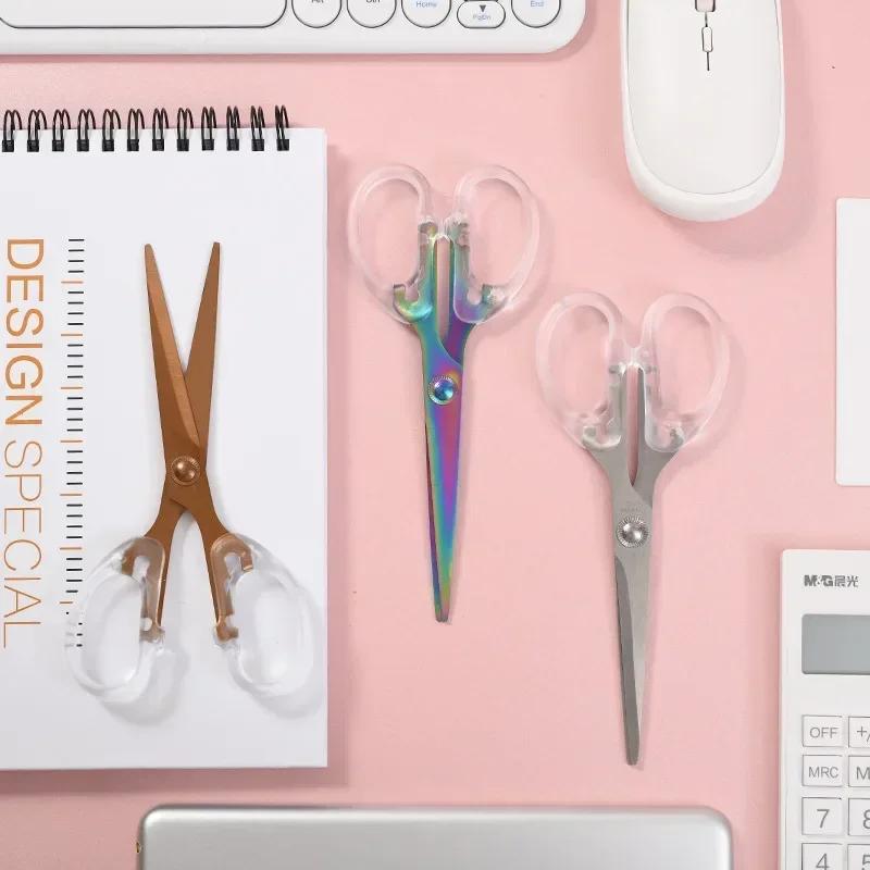 Nordic Style Simple Advanced Transparent Office Supplies Rose Gold Stapler Staple Remover Hole Punch Scissors School Stationery