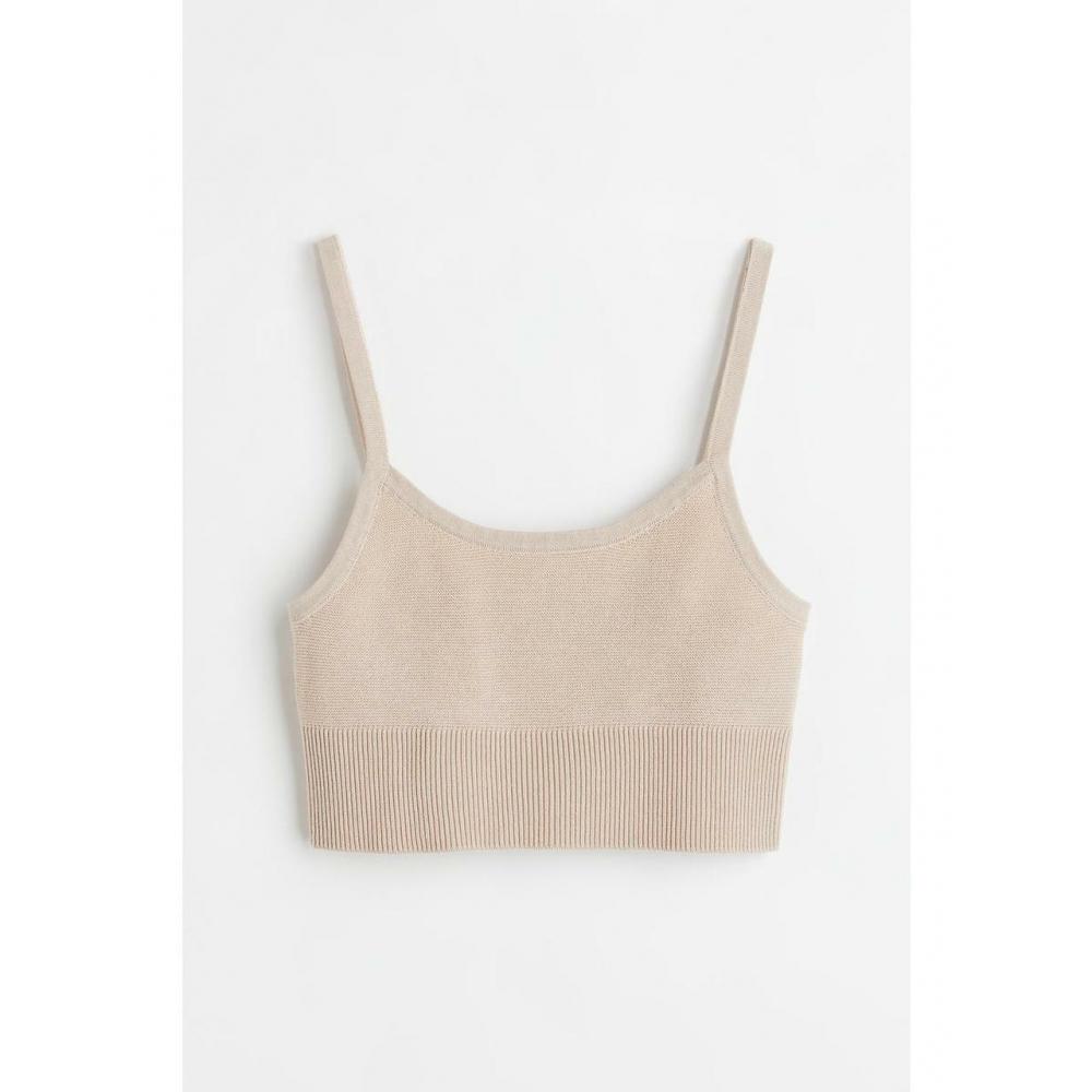 

Вязаный укороченный топ HM Garter Stitch Светло-бежевый 1063196001