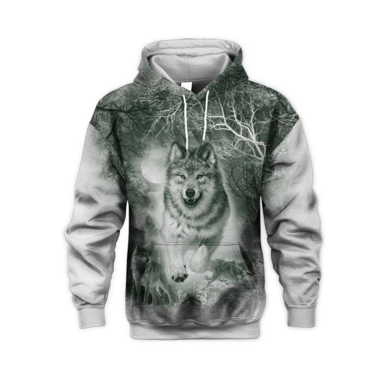 Mode Tier Herren Hoodie Wolf 3D Druck Herbst Sweatshirt Hoodie Street Casual Sweatshirt Y2K Herren Übergroß Unisex Kleidung