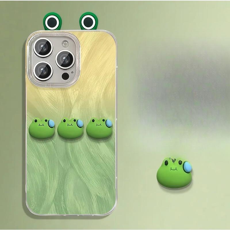 

Забавная фигурка лягушки подходит для тюлевых чехлов для телефонов Apple 15, зеркальной подставки Xiaomi 14pro, 13 больших отверстий, 16 женский Redmi Note 9 Pro