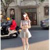 Collar short-sleeved temperament dress for women's spring pure desire, new waist-closed characters, thin and fluffy small short skirt