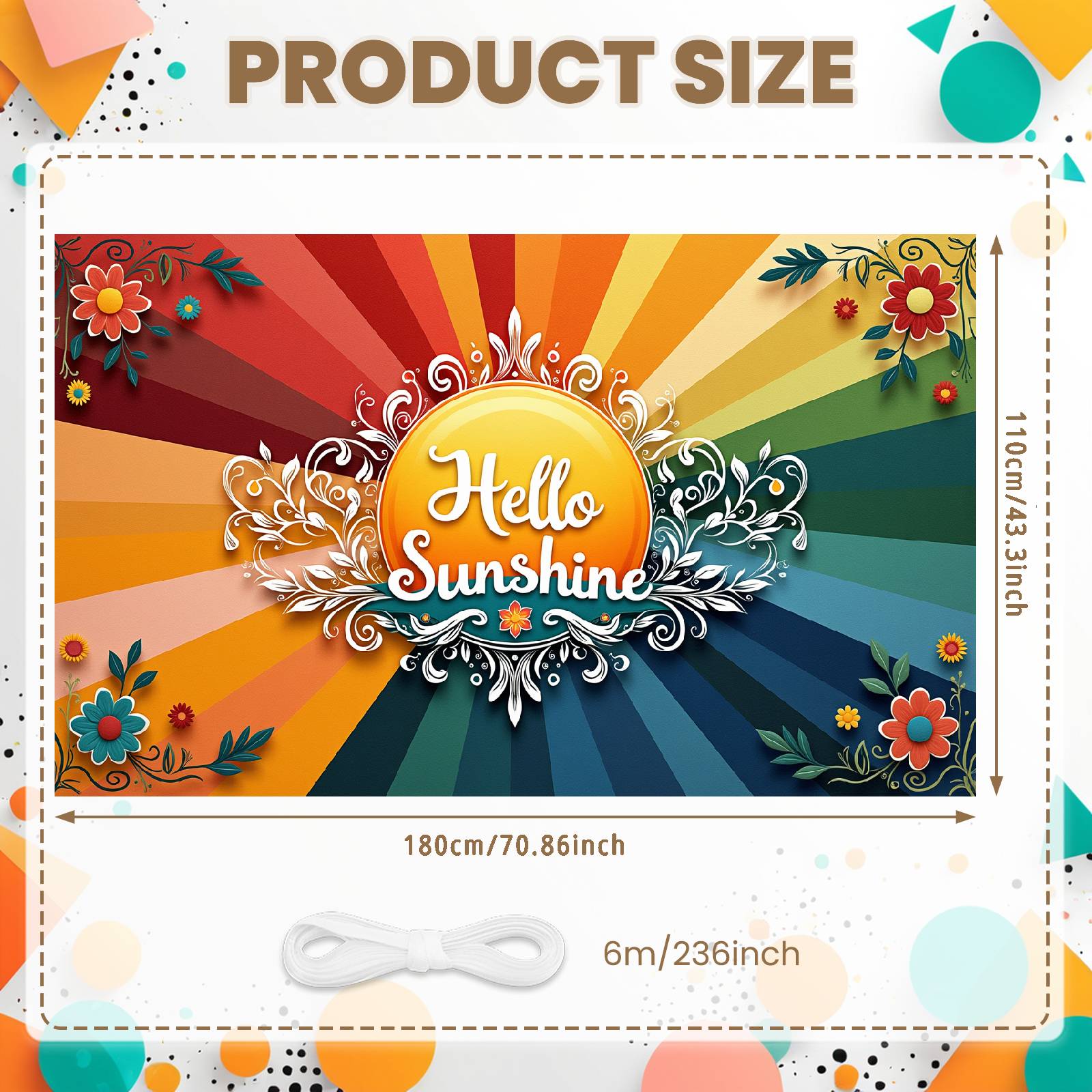 Hello Sunshine Banner 3D Paper-cut Design Warm Occasion Banner Sunshine Gathering Background Botanical Elements For Backyard