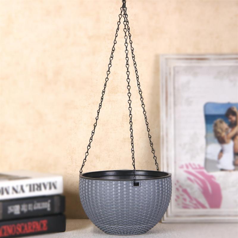 CANXING Hängekorb Imiatino Vine Blumentopf Runder Gartenpflanzer aus Kunstharz mit dreieckiger Kette