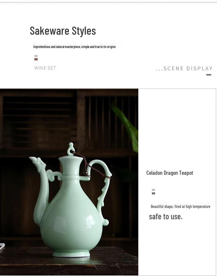 Ancient Style Retro Ceramic Baijiu Decanter Set with Wine Glasses